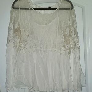 Torrid Size 1 White lace/sheer top with tank